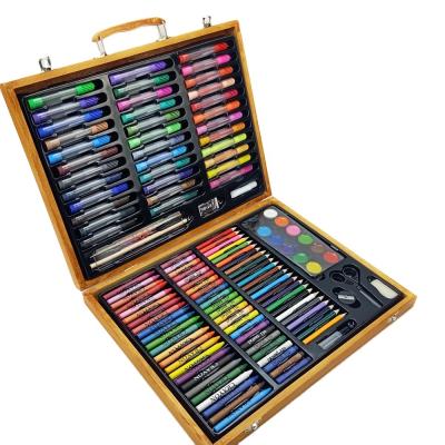 China Gift Box 150PCS Wooden Crayon Pencil Watercolor Brush Drawing and Study Customized Kids Painting Gift Stationery Art Drawing Set for sale