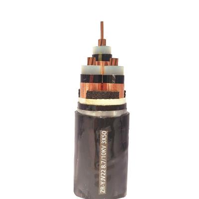 China 8.7/10KV xlpe insulated underground power cable 25mm square sta 50mm 3 core armored copper for sale