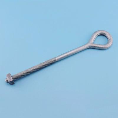 China Pole Line High Tensile Galvanized Hardware Long Oval Eye Bolt For Electrical Fastening for sale