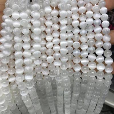 China Pleochroic / Pleochroism 8mm Round Natural White Selenite Gemstone Loose Beads for sale