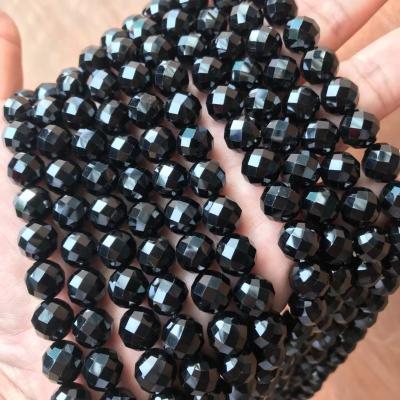 China Pleochroic / Pleochroism Series 8mm Faceted Beads Black Spinel Gemstone Beads for sale