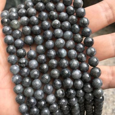 China Phosphorescent / Phosphorescence 8mm Round Natural Black Jade Gemstone Loose Beads for sale