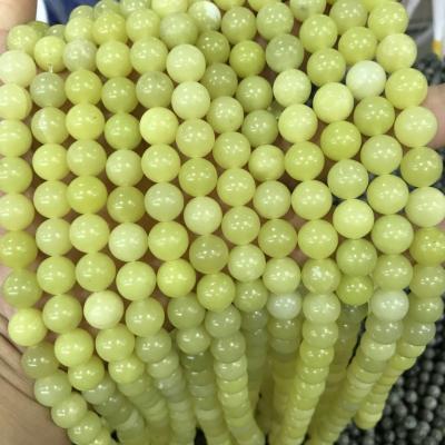 China Phosphorescent / Phosphorescence 10mm Round Natural Jade Gemstone Lemon Loose Beads for sale