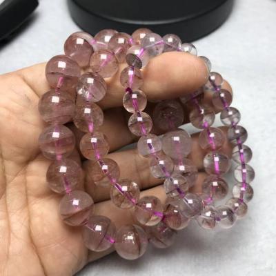 China CLASSIC A Natural Rare Grade 10mm Round Purple Quartz Phantom Bracelet for sale