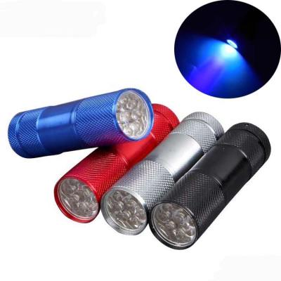 Chine Mini Pocket Led Ultraviolet Flashlight Silver Ultraviolet Black Light Aluminum Portable Fluorescent 395nm 9 LED Mini Torch à vendre