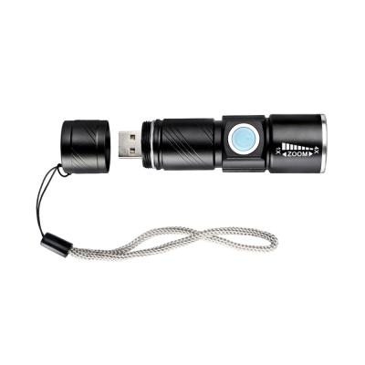 China Key Chain Zoomable Pocket USB USB Camping Torch Aluminum Mini Flashlight Led Flashlight for sale