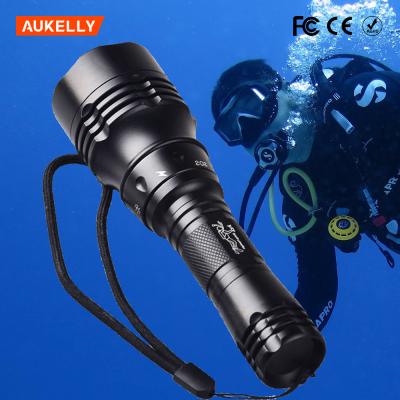 China 18650 Rechargeable Lightweight 100m Distance Camping Aluminum Diving Underwater Flashlight T6 for sale