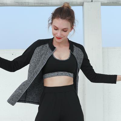 China Breathable Women Long Sleeved Workout Plus Size Zipper Yoga Crop Top Jacket For Women for sale