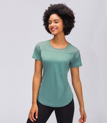 China Breathable Gym Clothing Solid Color Casual Shirt Quick Dry Women Tailoring Seamless Yoga Tops Activewear for sale