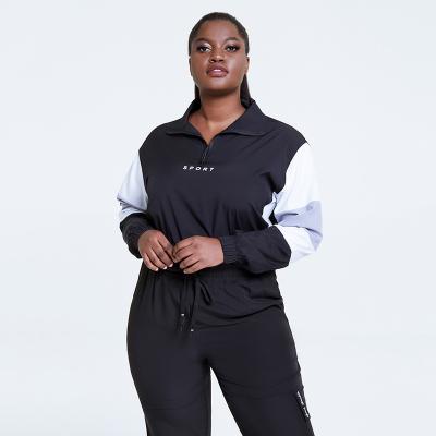 China Durable High Quality Polyester Splicing Casual Running Gym Biker Active Wear Plus Size Jacket Women Clothing for sale