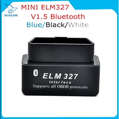 China Las ayudas opcionales del interfaz elm327 de la versión 1,5 del OLMO 327 estupendos negros de V1.5 Bluetooth aprietan código del coche en venta