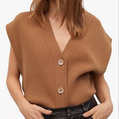 China Anti-Wrinkle High Quality Custom Woolen V-Neck Sweater Loose Sleeveless Knitting Vest for sale