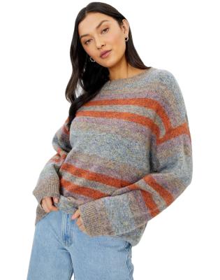 China Custom Special Colored Striped Crewneck Long Sleeve Anti-Wrinkle VSCOO Spots Casual Sweater for sale