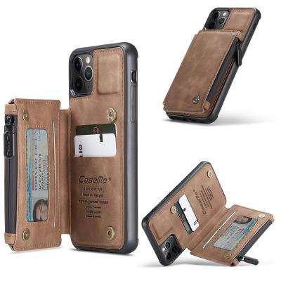 China Anti-fall for iphone 12 11 pro XS XR max 7 8 plus Leather Flip Phone Case For Redmi note 8 9 pro with RFID Zipper Credit Card Wallet Cover for sale