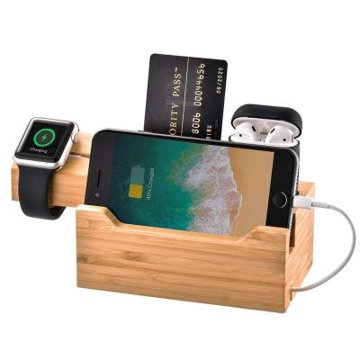 China Charging for apple watch and airpods and mobile phones Show Wish 3 USB port wood charging station for apple watch for all mobile phones charger stand for sale