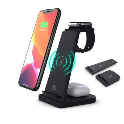 China Showwish Smart Watch Wireless Charging Station 3 in 1 Fast Wireless Charger Stand Wireless Charger for iPhone 12/11/11 pro Max/X for sale