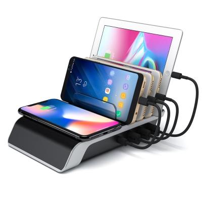 China Mobile Phone Good Quality Fast Wireless Charger Station With 4 USB Port Charging Station Phone Accessories Show Wish for sale