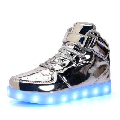 China Anti Smell Anti Smell Unisex High Top Led Flashing Light Up Night Running Led Shoes Multi Color Changing Led Light Shoes for sale