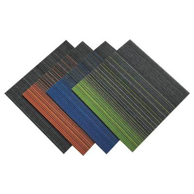 China Washable Luxury Striped Colorful Pattern Machine Tufted PP Office Carpet Tiles for sale