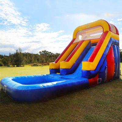 China Handmade and Adult Commercial Parks Backyard Waterslide Stitching Kids Large Inflatable Water Slide with Splash Pool for sale