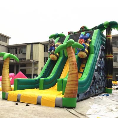 China 0.55mm PVC tarpaulin commercial grade tropical jungle single track inflatable kids slide, inflatable jungle slide for sale for sale