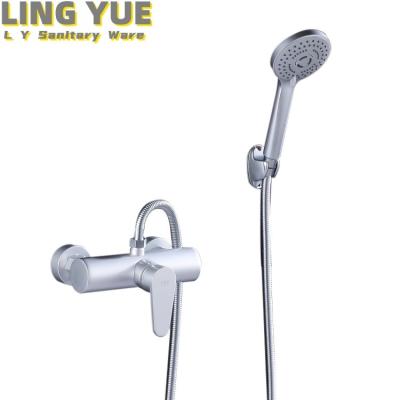 China Without Diverter Stainless steel hot and cold shower head single hole wall-mounted faucet shower bathroom hand-held shower set for sale