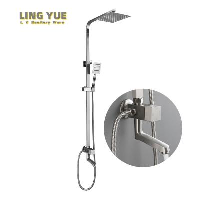 China With Slide Bar Factory wholesale bathroom square wall-mounted shower set ss304 single handle control top spray rain set for sale