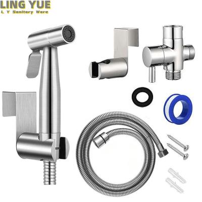 China Modern Stainless Steel 304 Bathroom Bidet Sprayer Handheld Wash Basin Shattaf Spray Head Wall Mounted Sprayer Set for sale