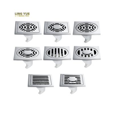 China Modern 4inch/4inch hidden stainless steel 304 floor drain into the floor installation chrome-plated square drain for sale