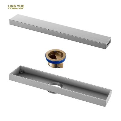 China Modern Custom size stainless steel 304 floor drain hidden bathroom rain shower long strip drain pipe floor drain for sale