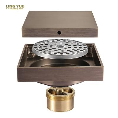 China Modern Factory direct sales 4inch brass floor drain small square deodorant drain with filter screen inside for sale