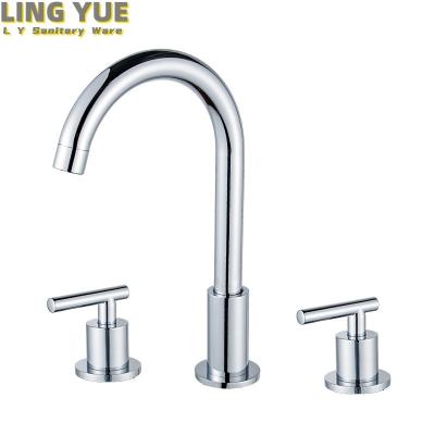 China Sense Faucets Luxury water tap bathroom three-piece washbasin faucet set household stainless steel 304 basin faucet set for sale