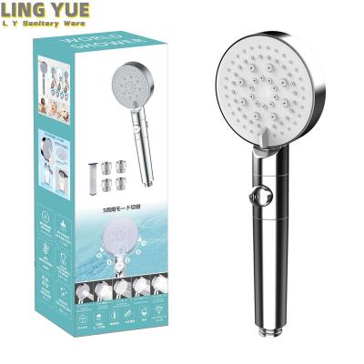 China Without Diverter Handheld Rain Shower Head High Pressure 6 Modes Sprinkler Head One Button Water Stop Shower Head for sale