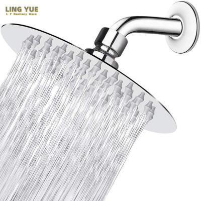 China Without Diverter customization 4~16inch Round Stainless Steel  Shower Head Bathroom high pressure Stainless Steel Rainfall Shower Head for sale