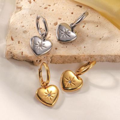 China Factory new arrival gold delicacy dangle circle earrings with heart stainless steel multi type earrings and heart stud earrings for women for sale