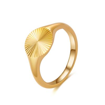 China High Quality Vintage Gold Seal Ring 18K Gold Plated Stainless Steel Gold Ring For Women, Delicate Jewelry Gift For Women/Girls for sale