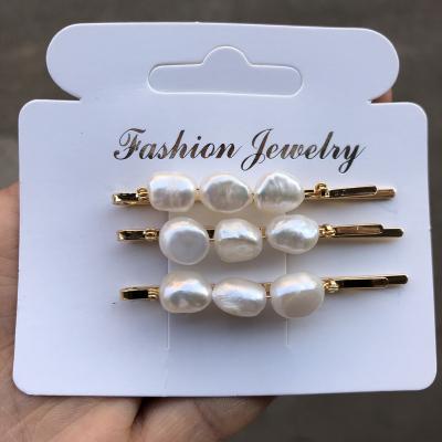 China Hot Selling Pearl Hair Clip Irregular Shaped High Quality Pearls Hairpin Fashion Natural Simple Soft Freshwater Female Hair Accessories for sale