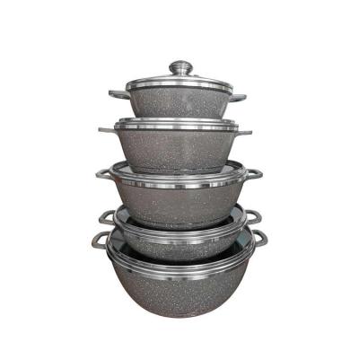 China Sustainable Die Cast Aluminum Cookware 10 Piece Cooking Pot Set Non Stick Home Kitchen Cookware Aluminum Set for sale