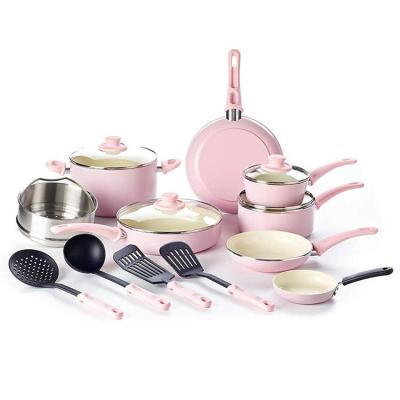 China Sustainable High Quality 16pcs Granite Cookware Set Non Stick Frying Pan Aluminium Cooking Pot Sets Cookware for sale