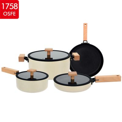 China Sustainable 2023 Hot Selling Kitchen Cookware Aluminum Ceramic Non Stick Cooking Soup Stock Pots Set for sale