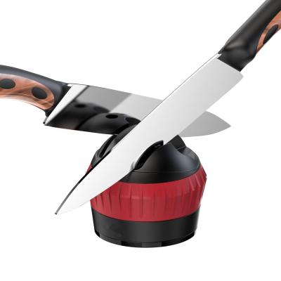 China Red Black Plastic Knife Sharpener With Suction Cup For Housewife for sale