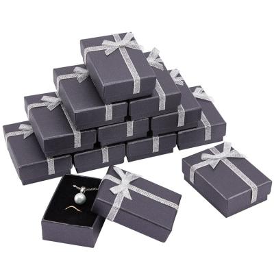 China Eco - Friendly Small Black Cardboard Paper Jewelry Boxes Gift Cases For Pendant Necklaces for sale