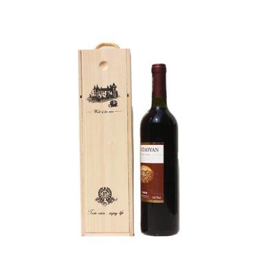 China Recycled Materials Wholesale Custom Simple Pine Wood Wine Bottle Gift Boxes With Handle for sale