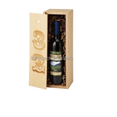 China Recycled Materials Custom Logo Red Wine Packing Single Box Wooden Bottle Storage Boxes For Gift for sale