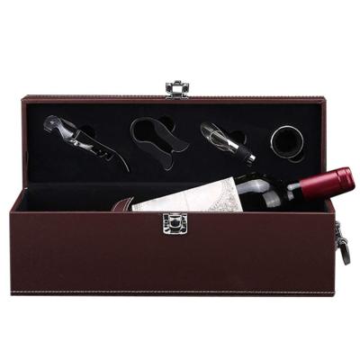 China Handmade PU Leather Wine Gift Box Set With Handle For Christmas Birthday Direct Sales for sale