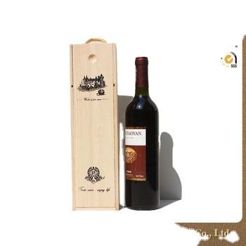 China Repurposed Materials Logo Unfinished Wooden Wine Boxes Custom For Single Bottle Pine Wood for sale