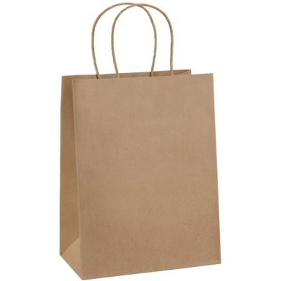 China Recycled Materials Brown Paper Bags Wholesale Boutique Merchandise Bags With Handles for sale