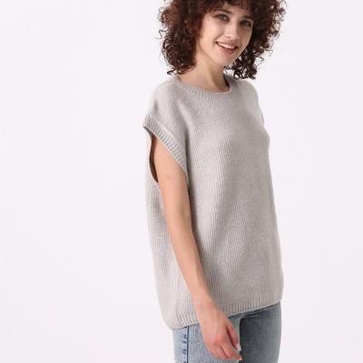 China Anti-Wrinkle Women's Round-Neck Knitted Pullover Sweater Vest Loose Solid Sleeveless Tops for sale