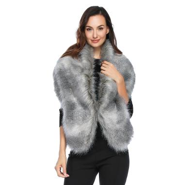 China New Fashion Gray Black White Elegant Soft Faux Fur Scarf Shawl 15% Polyester 85% Acrylic Color For Women Winter Warm for sale