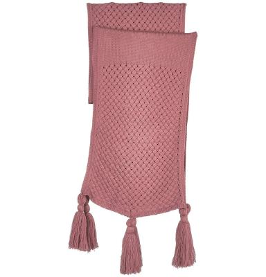 China 100% Acrylic Classic Elegant Durable Using Popular Soft Tassels Chunky Jacquard Knitted Scarf for sale